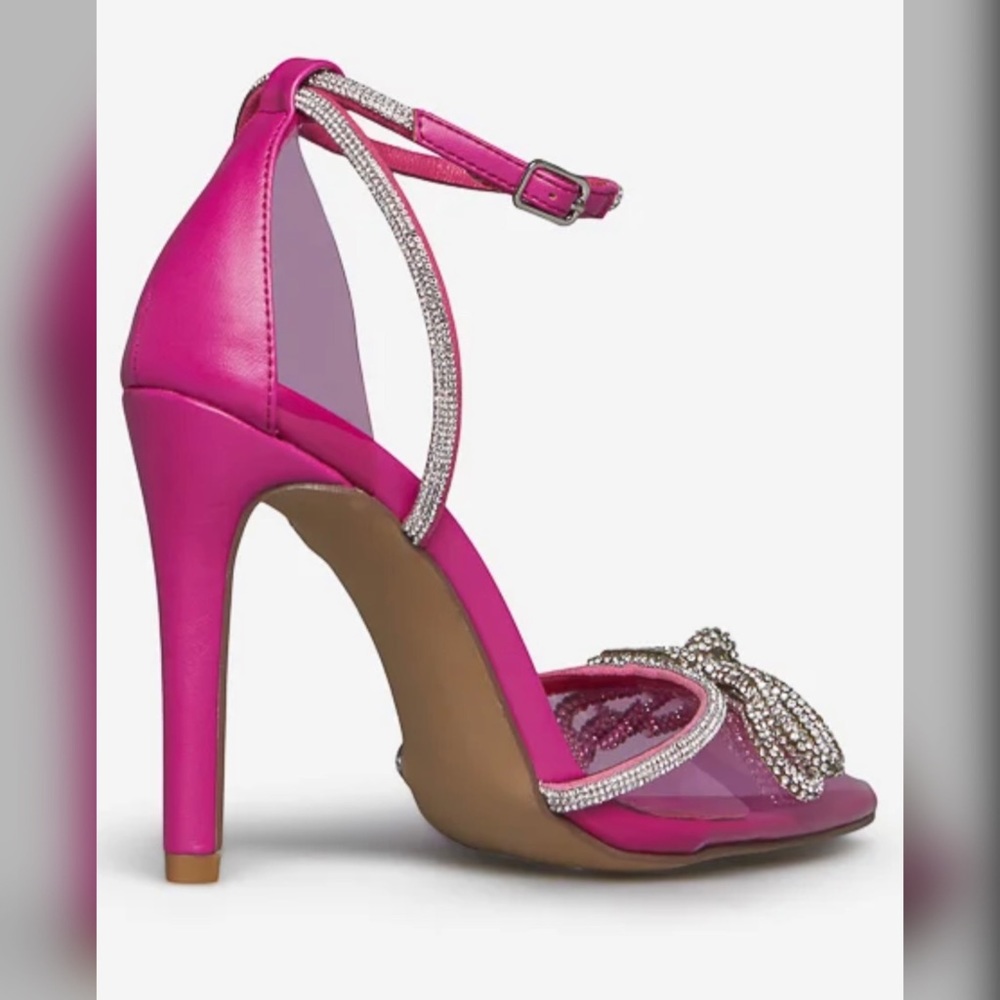 💕 Valentine Hot Fuchsia Diamond Embellished Pumps - Picture 9 of 11